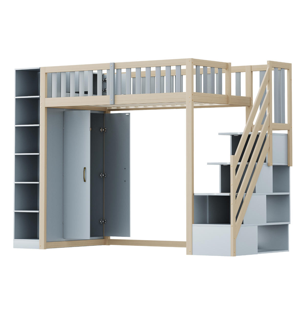 HOCHBETT 90/200 cm aus Holz mit Schubladen, Grau - Naturfarben, Holz (90/200cm) - OKMYHOME