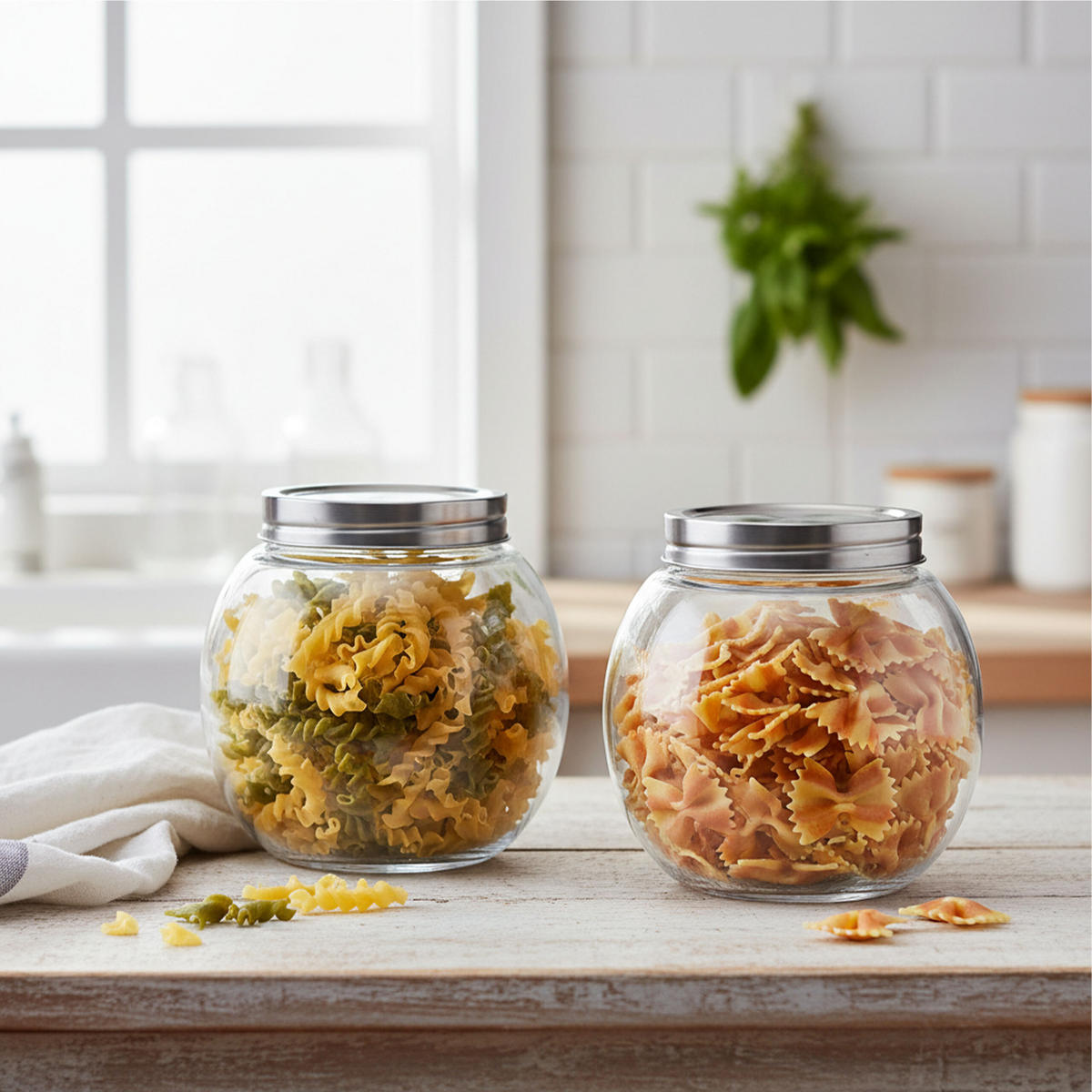 2XDÓZY na cukríky - priehľadné, kov/plast (17.5/18/12.5cm) - Relaxdays