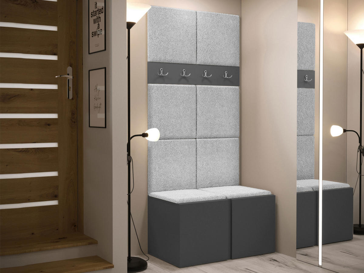 GARDEROBEN-SET Orion IV - Hellgrau/Graphitfarben, Holzwerkstoff/Kunststoff (84/186/46cm) - MIRJAN24