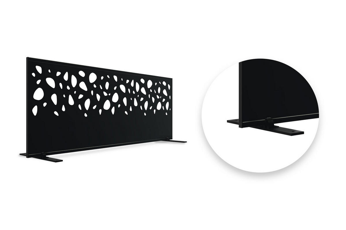 SICHTSCHUTZPANEELE dekorativ 2er-Set Sunny schwarz H.160cm, rechte Seite mit Muster - Schwarz, Metall (60/160cm) - Casanoov