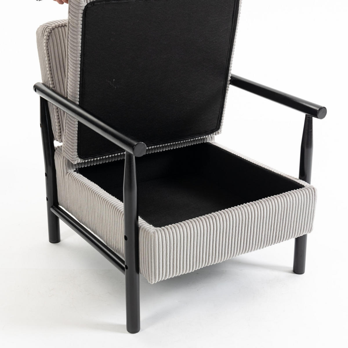 SESSEL Design Sessel,Loungesessel,Polsterstuhl,Cord,Grau - Grau, Textil (61/72/80cm) - LVHOM