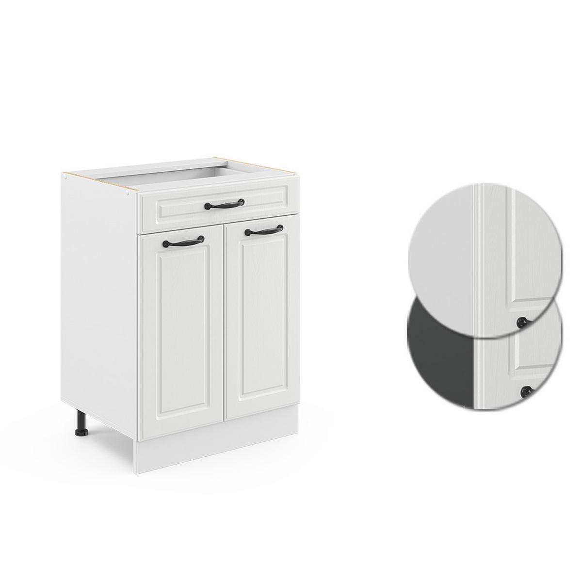 KÜCHENUNTERSCHRANK R-Line Weiß Landhaus 60 cm mit Schublade, ohne AP - Weiß, Holzwerkstoff (60/81.6/46cm) - Vicco