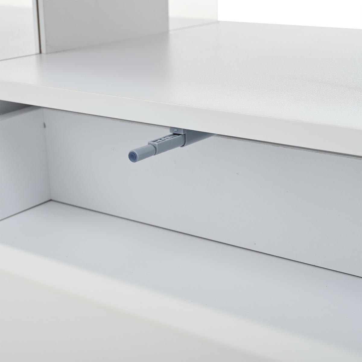 COUCHTISCH 100/50/46 cm hochglanz weiß mit höhenverstellbarer Tischplatte und LED-Beleuchtung - Weiß, Holzwerkstoff (120/50/46cm) - OKWISH