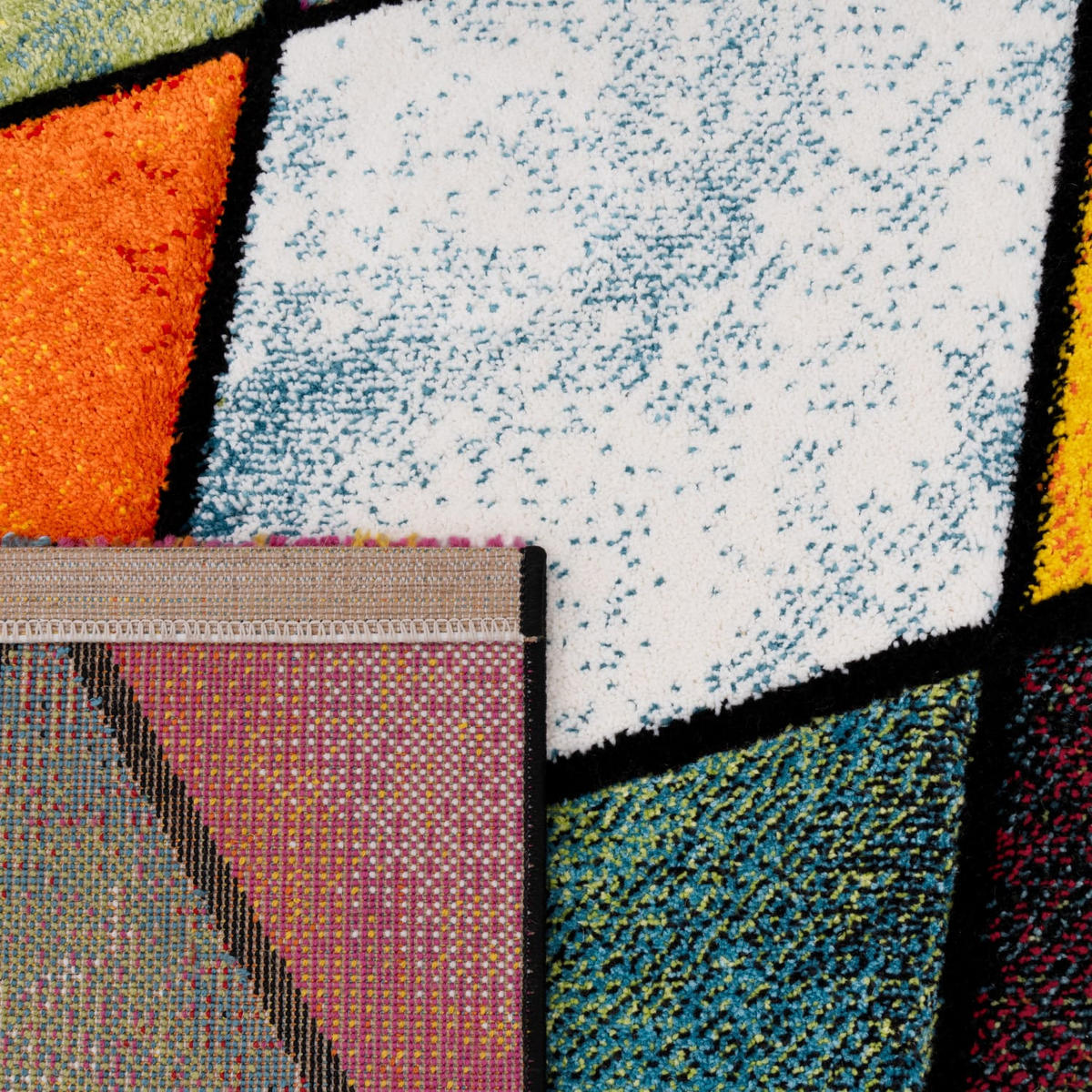 KURZFLORTEPPICH, mit Rautenmuster, aus Polypropylen, Mehrfarbig, 120 x 170 cm - Multicolor, Textil (120/170cm) - KADIMA DESIGN