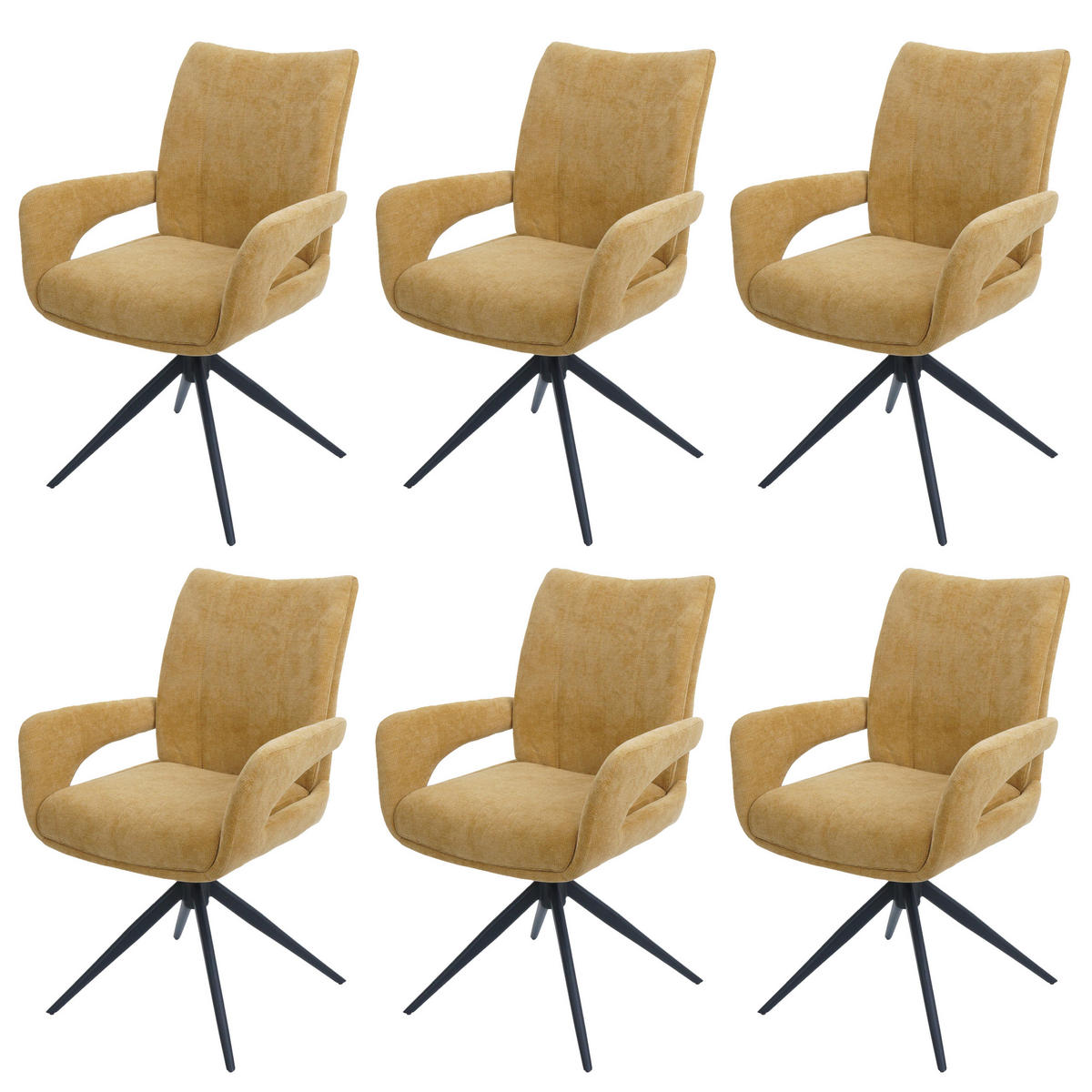 ESSZIMMERSTUHL Gelb 6er-Set - Gelb, Textil (60/90/60cm) - MCW