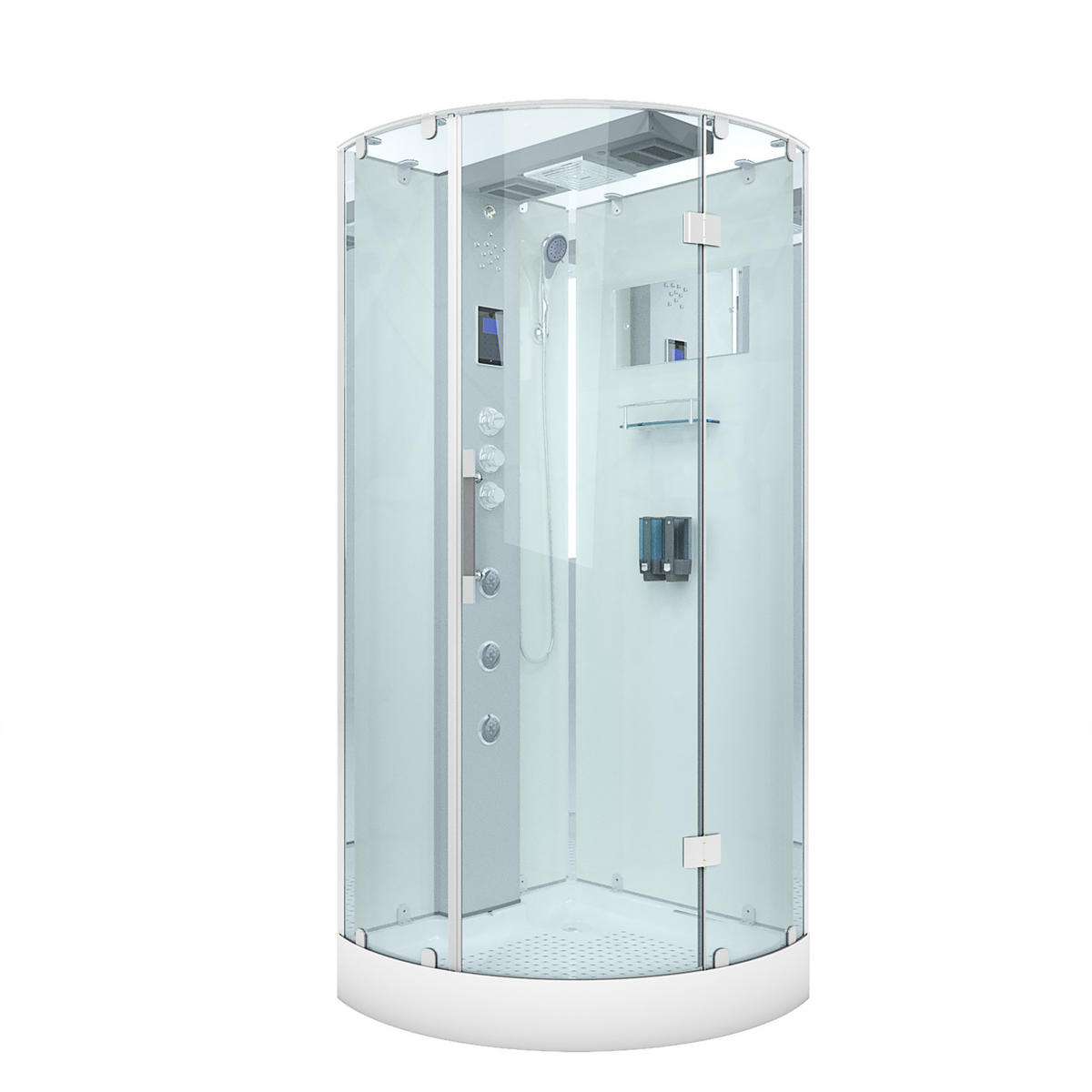 DUSCHKABINE Dusche D37-10R1 Weiß 90x90 - Weiß, Glas/Kunststoff (90/90/218cm) - AcquaVapore by Sandra Jentho