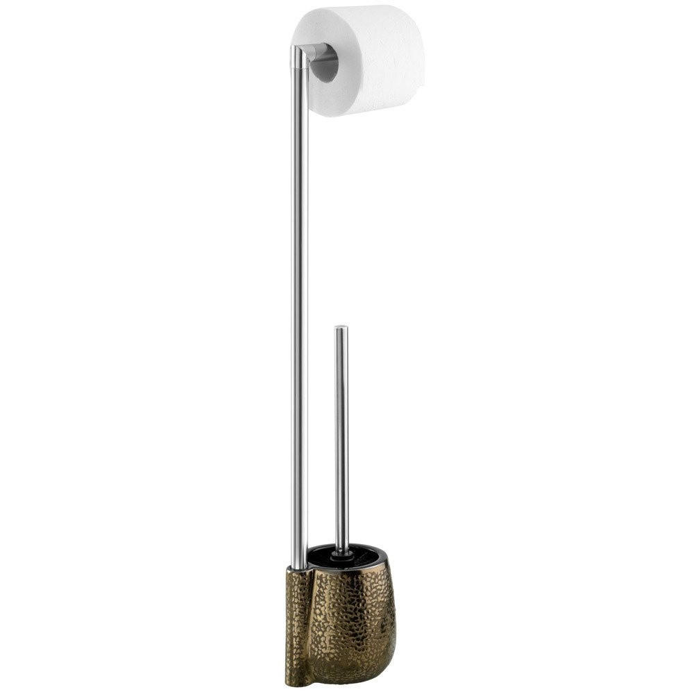 TOILETTENPAPIERHALTER mit WC-Bürste Marrakesh 10,5/15/72 cm - Goldfarben, Keramik (15/72/10.5cm) - Wenko