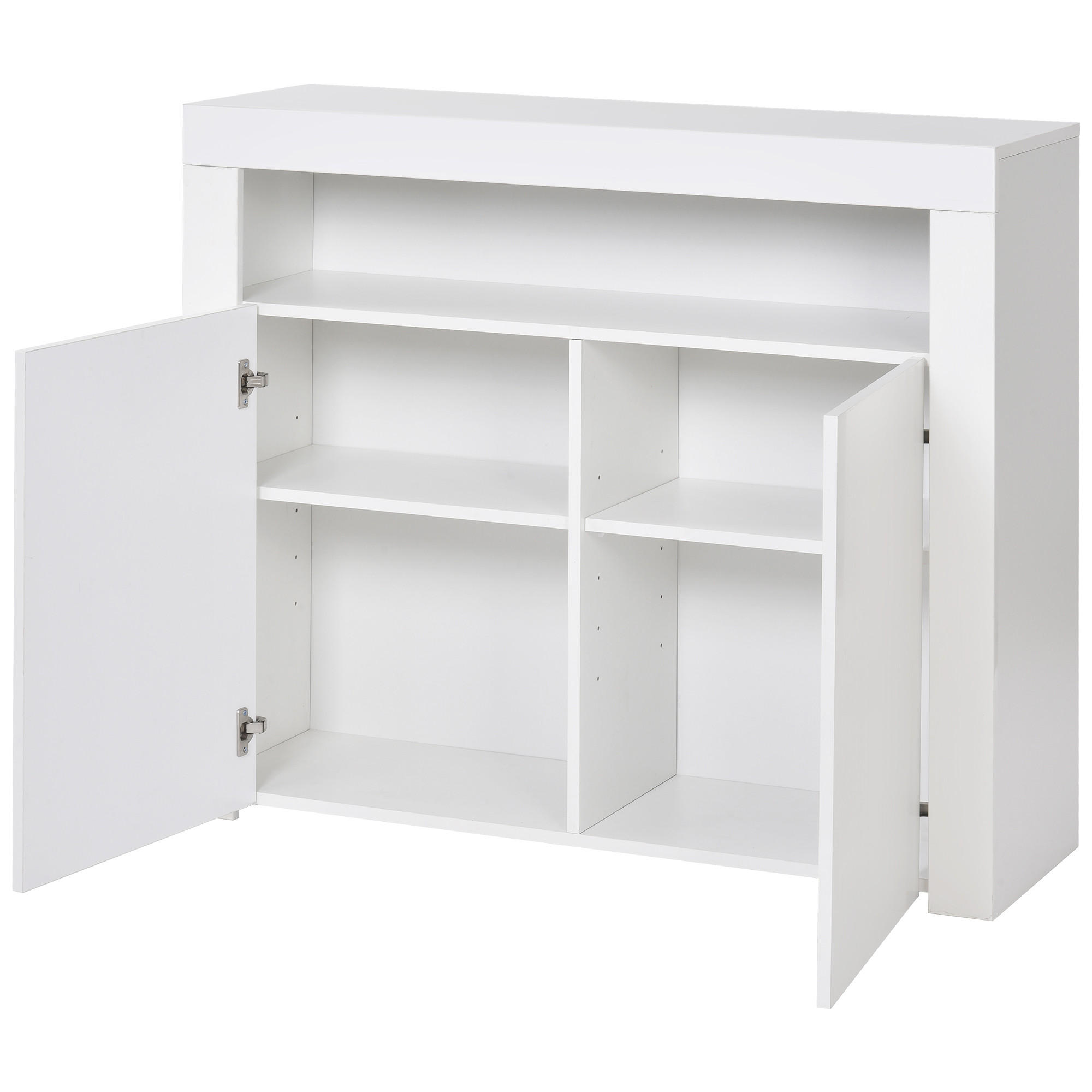 SIDEBOARD 108/40/92 cm in Weiß Hochglanz mit LED-Beleuchtung & 2 Türen - Weiß, Holzwerkstoff (108/92/40cm) - BEAOK