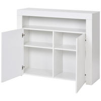 SIDEBOARD 108/40/92 cm in Weiß Hochglanz mit LED-Beleuchtung & 2 Türen - Weiß, Holzwerkstoff (108/92/40cm) - BEAOK
