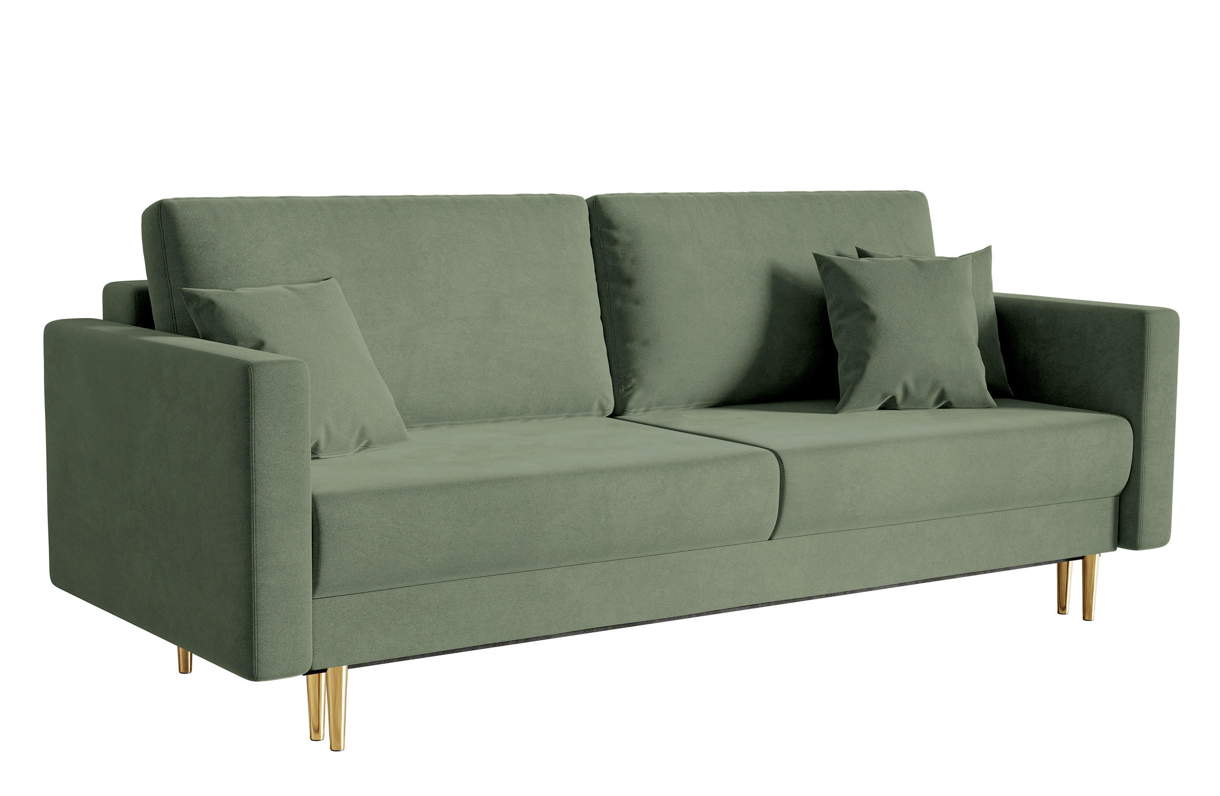 SCHLAFSOFA Valico Salbeigrün hydrophober Samt - Salbeigrün/Goldfarben, Textil/Metall (230/90/97cm) - Selsey