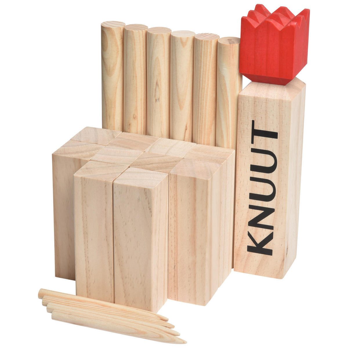 KUBB Knuut mit Stoffbeutel - Braun, Holz (20/30cm) - Toyfel