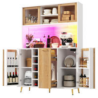 BUFFET 120/40/170 cm aus MDF mit LED-Beleuchtung und Steckdose Weiß (Holzoptik) - Weiß, Holzwerkstoff (120/170/40cm) - Modenvie