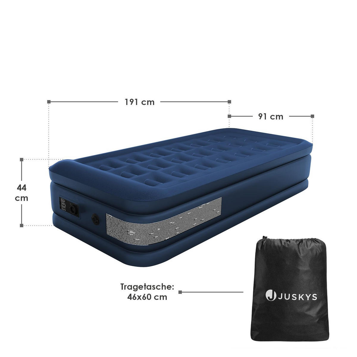 LUFTBETT Sapri M blau inkl. Tragetasche - Blau, Kunststoff (87/185cm) - Juskys