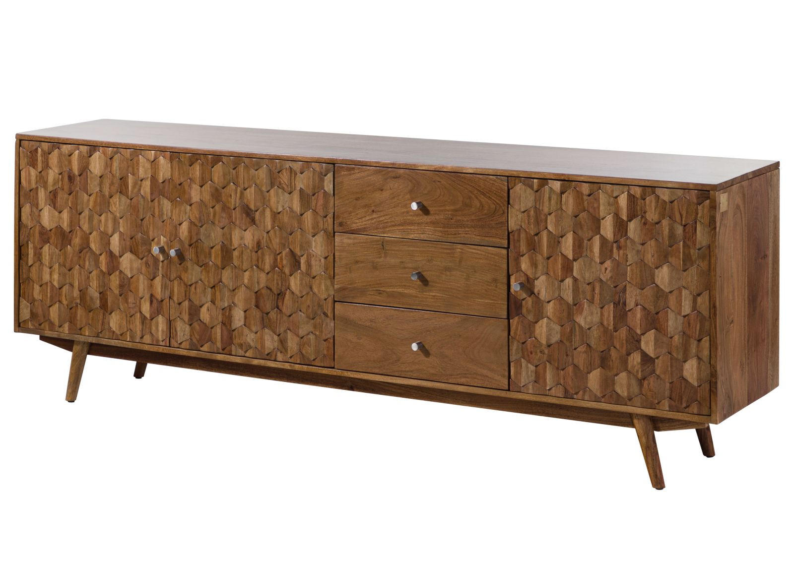SIDEBOARD Akazie 210x42x75 Akazie natur lackiert MOSAYK #109 - Naturfarben, Holz (210/75/42cm) - Massivmoebel24