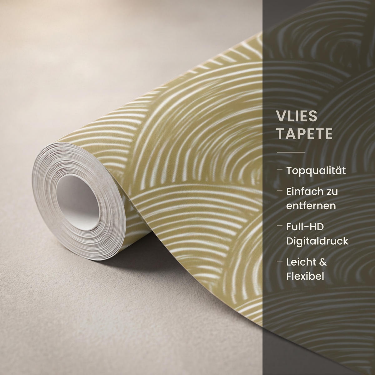 TAPETE - Fächer - Geometrisch - Grün - 280x200 cm - Goldfarben, Papier (280/200cm) - OnlyWow