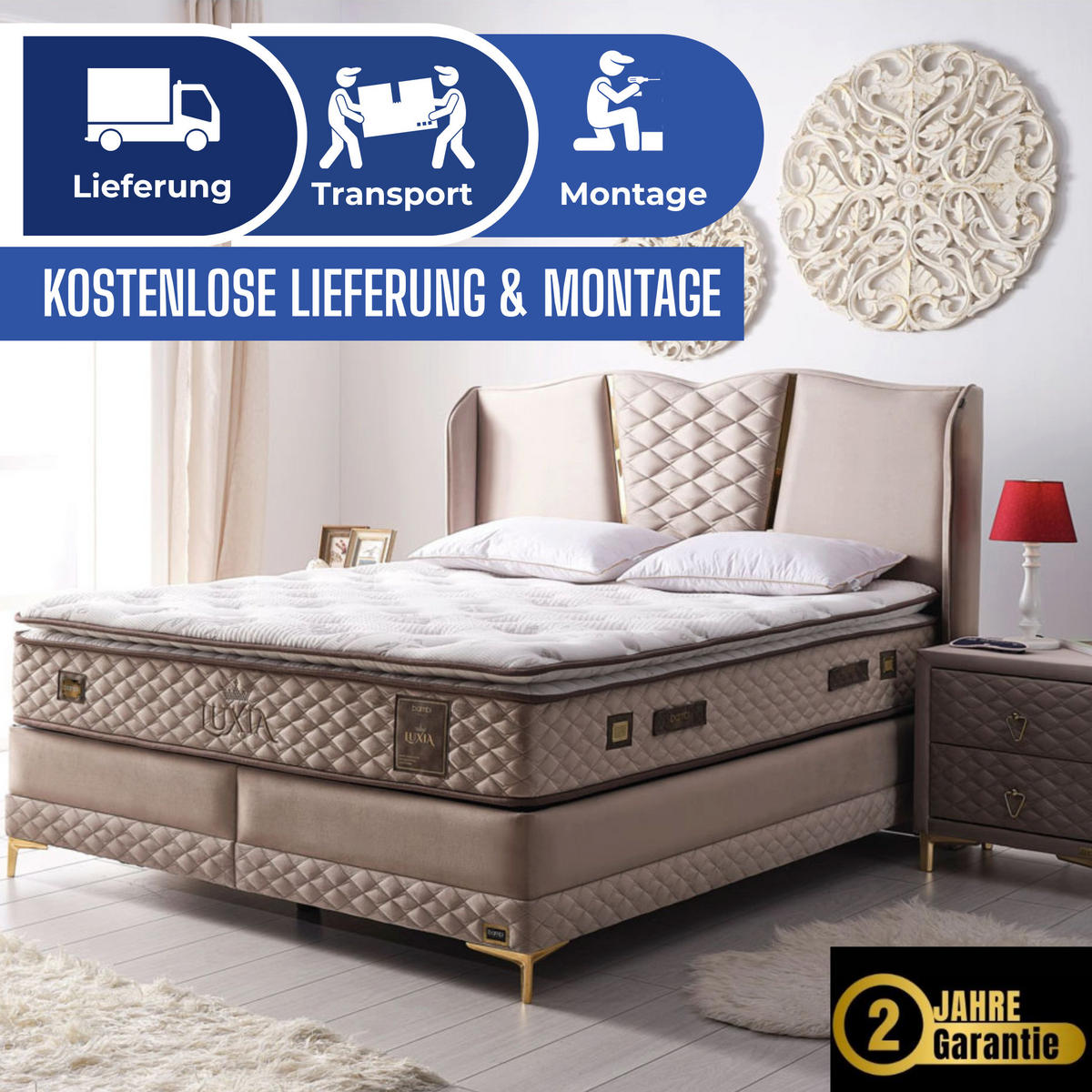 BOXBETT 180x200 Lüxia - Beige, Holz (180/200cm) - Bambi