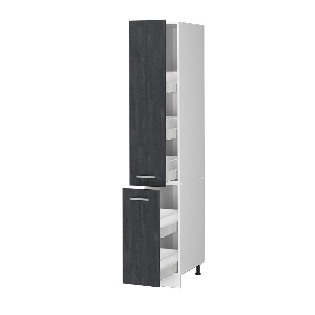APOTHEKERSCHRANK R-Line Schwarz Beton 30 cm - Schwarz/Weiß, Holzwerkstoff (30/206.8/57.2cm) - Vicco