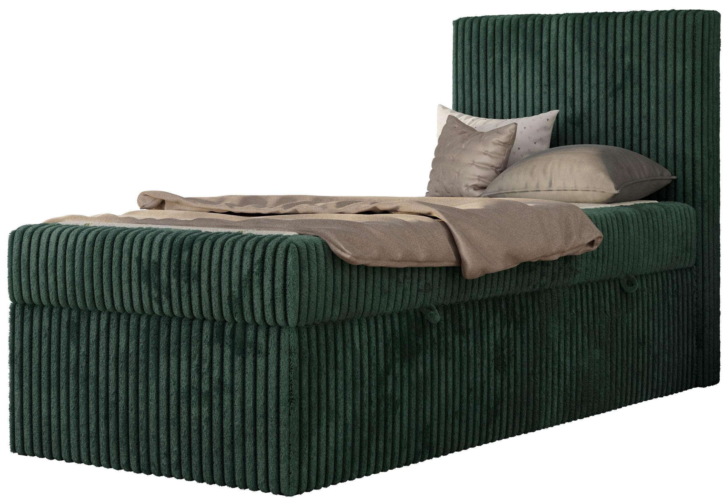 JUGENDBETT TILIO 90/200 - Dunkelgrün - H4 - Rechts Seite - Dunkelgrün, Textil (90/200cm) - MKS