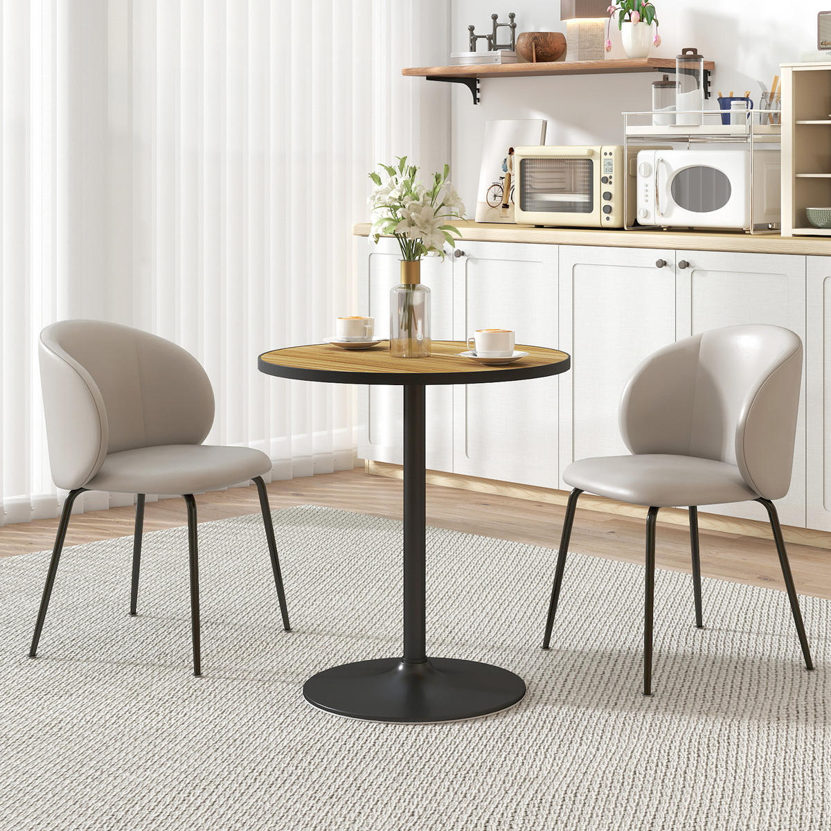 ESSTISCH, Runder Küchentisch, Moderner Esszimmertisch mit Holzoptikplatte, Eiche - Eichefarben, Holz (70/70/76cm) - HOMCOM