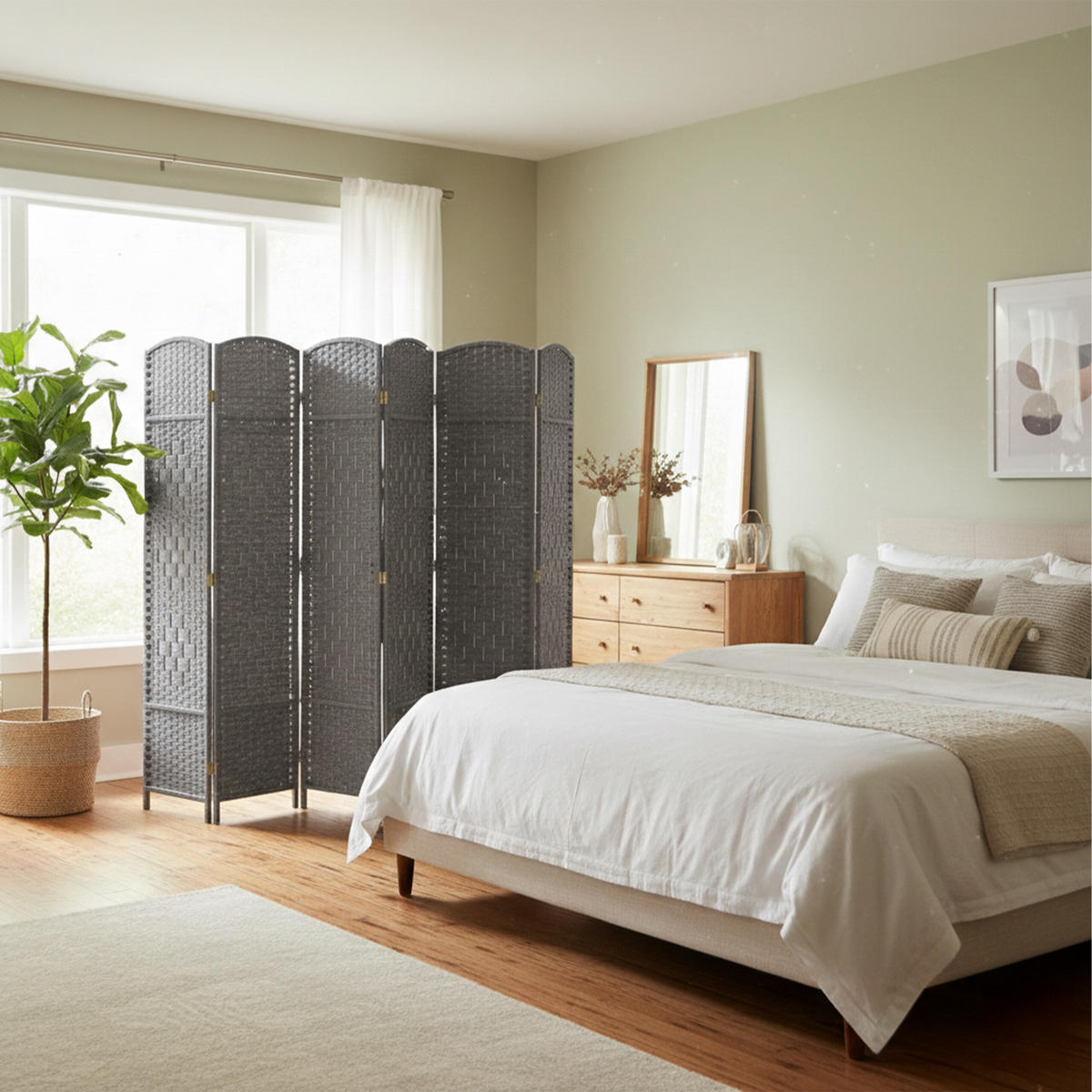 OBRAZOVKA - sivá, drevo/papier (240/170/2cm) - Relaxdays