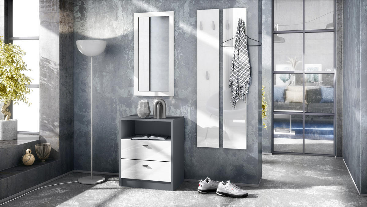 GARDEROBE Pino Weiß Hochglanz - Weiß Hochglanz, Holzwerkstoff (130/185/36cm) - Vladon