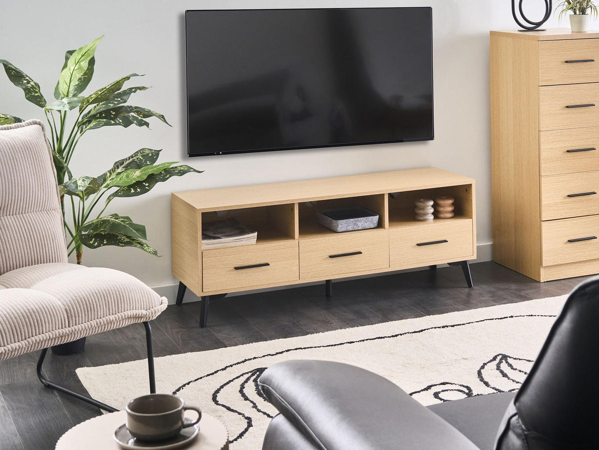 TV-MÖBEL Hellbraun Kitimat - Hellbraun/Schwarz, Holzwerkstoff (120/45/35cm) - Beliani