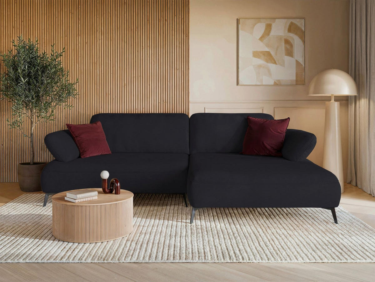 ECKSOFA Avolla Anthrazit rechts - Schwarz, Textil/Metall (186/284cm) - Selsey