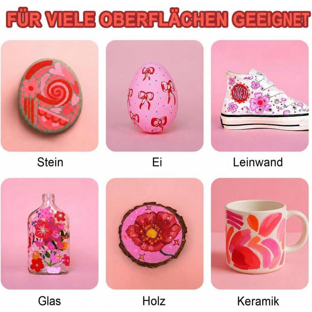 ACRYLSTIFTE 32er Set Pinselspitze Rot Töne Wasserfest - Rot, Kunststoff (3.5/21/14.5cm)