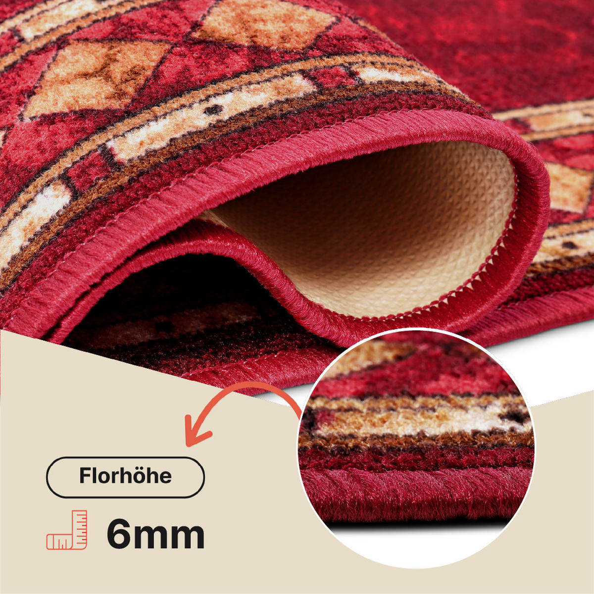 TEPPICHLÄUFER Anti-Rutsch Rot rutschfest Gummiunterlage 67/600 cm - Rot, Textil (67/600cm) - Tapiso