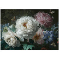 FOTOTAPETE Blumen Vintage Schwarz Schlafzimmer 250x175 - Multicolor, Papier (250/175cm) - Wallarena