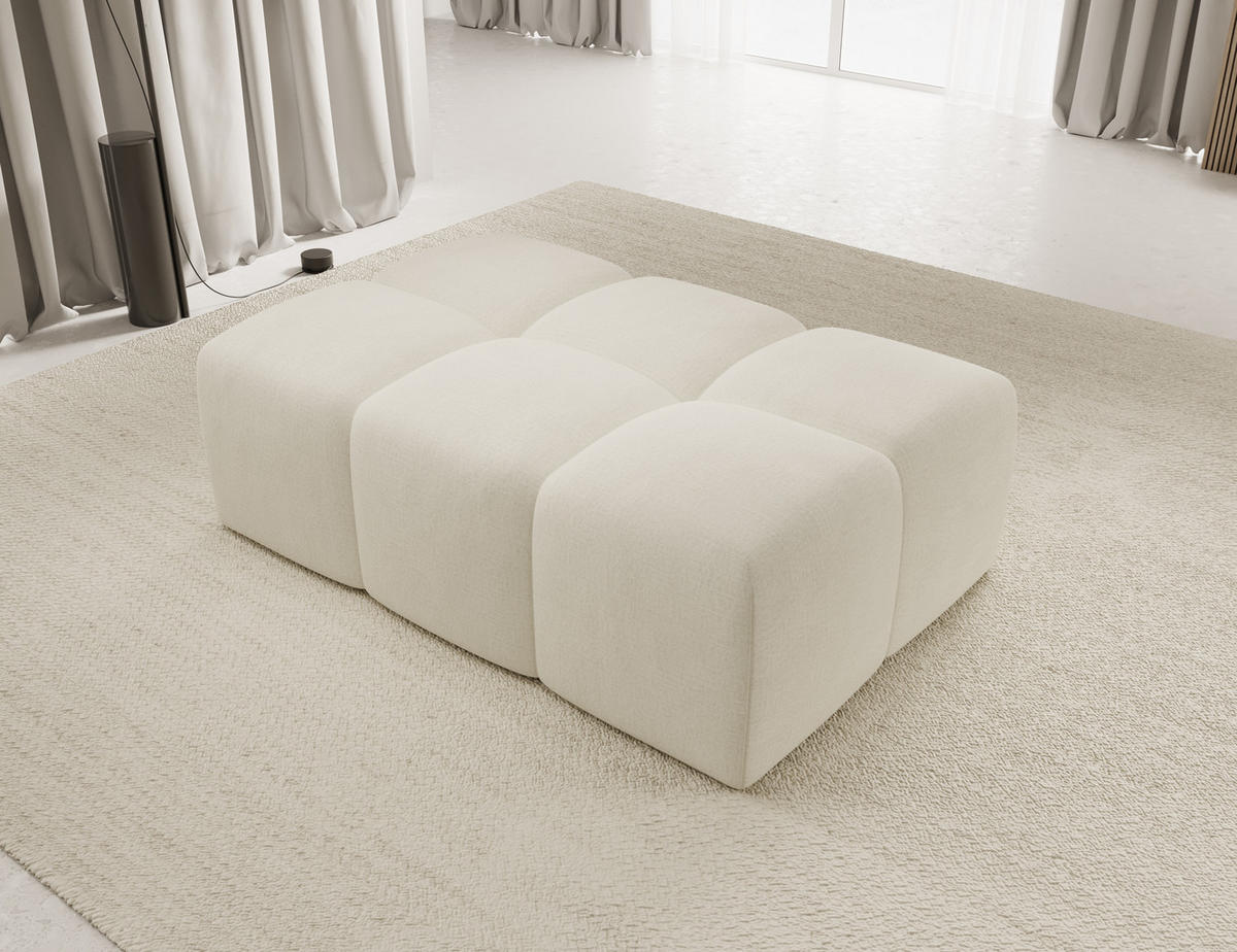 ECKSOFA Fogo mit Hocker, Couch L-Form, Sofa Rechts, Veloursstoff, 245x68x180 cm, Beige - Beige, Holz/Textil (245/180cm) - PROMETO Möbel