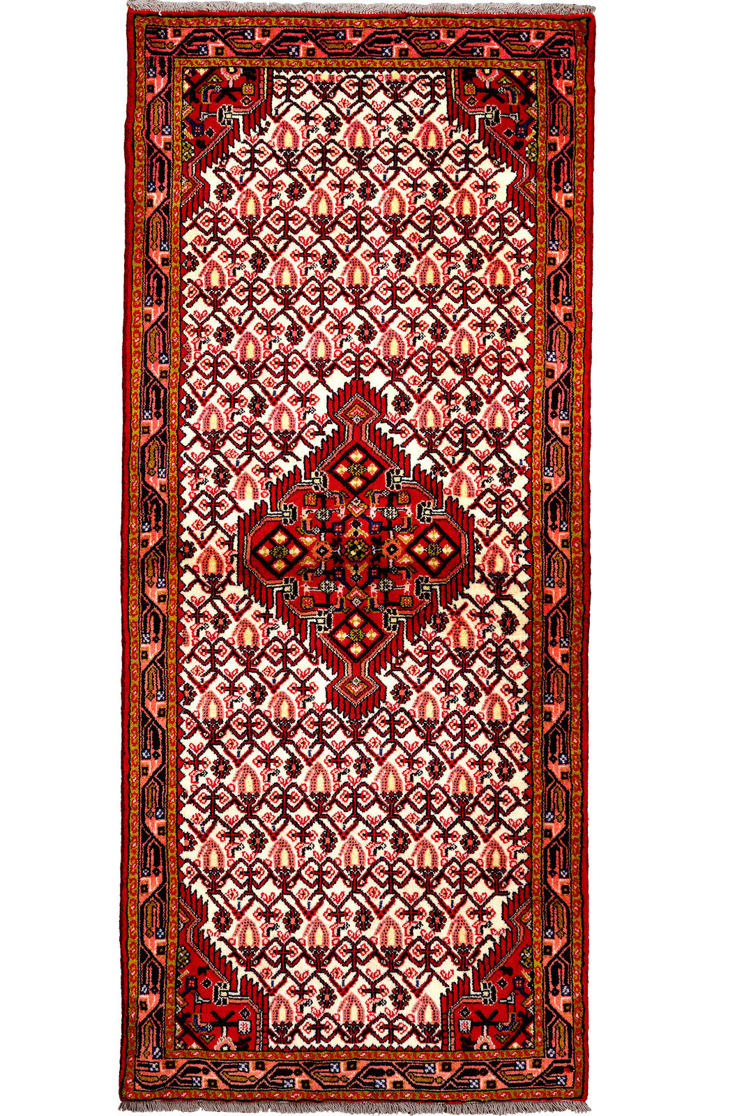 LÄUFER Orient handgeknüpft Assadabad Beige, Rot 189/81 cm Schurwolle - Beige/Rot, Textil (81/189cm) - Looma