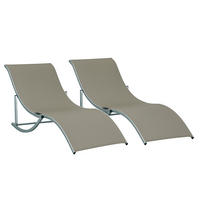 SONNENLIEGE Set mit 2 klappbaren 61 x 165 x 63 cm - Grau, Metall (165/63/61cm) - Vallsero