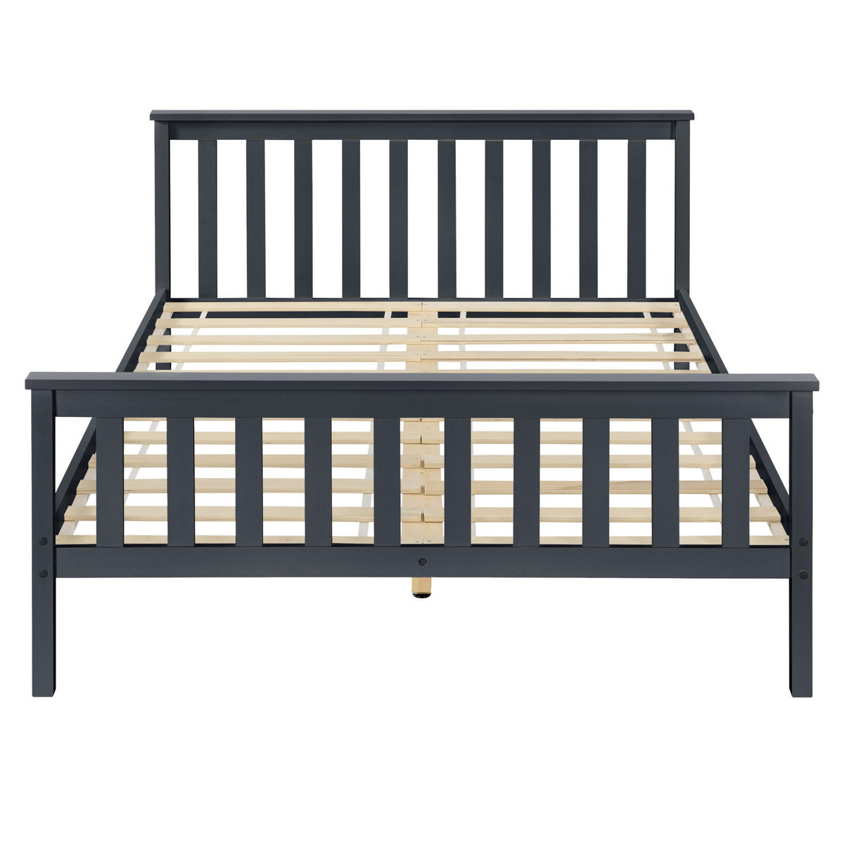 HOLZBETT mit Matratze - Dunkelgrau, Holz/Textil (180/200cm) - [en.casa]