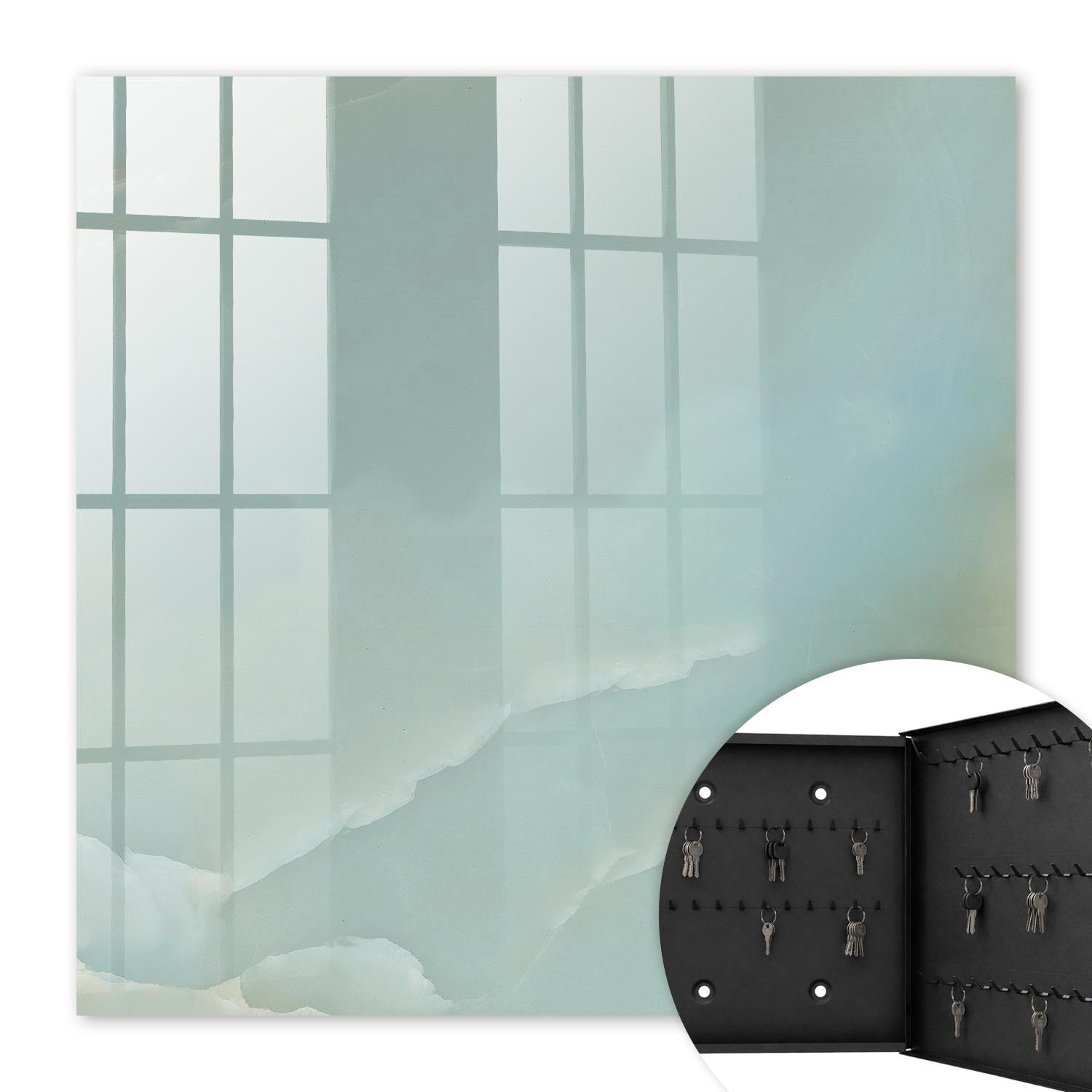 SCHLÜSSELBOX Schwarz 30x30 cm- Türöffnung nach rechts - Pastellharmonie - Türkis, Metall (30/30/5cm) - TULUP