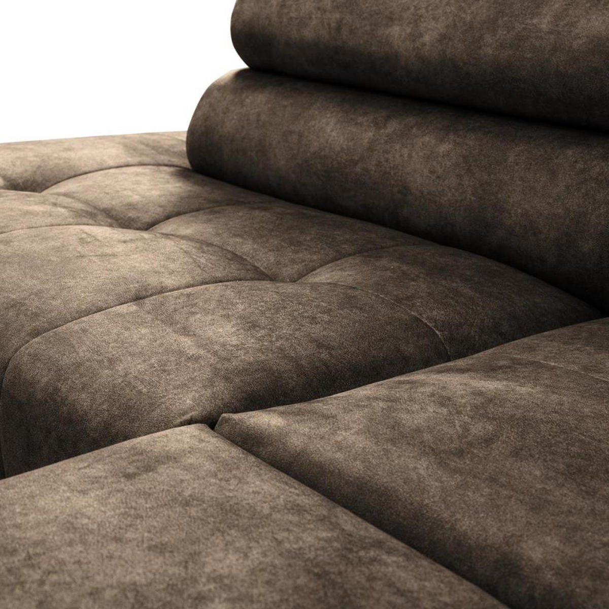 WOHNLANDSCHAFT Sorento U mit Schlaffunktion braun - Schwarz/Braun, Textil/Metall (345/87/205cm) - Beautysofa