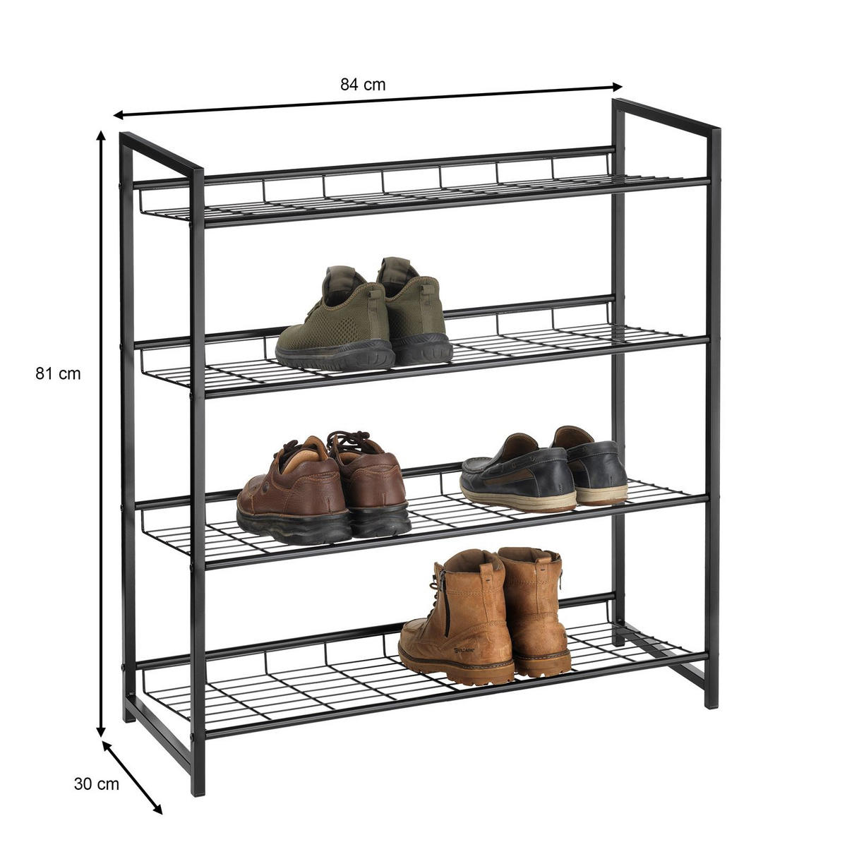SCHUHREGAL ORDO - Schwarz, Metall (81/84/30cm) - CARO-Möbel