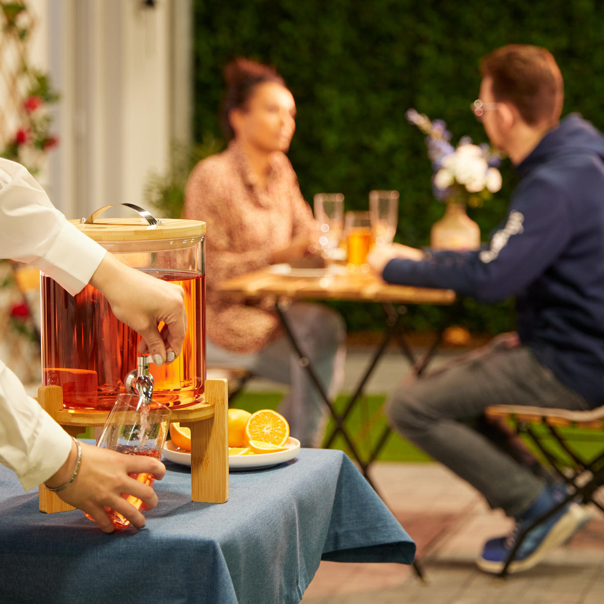 GETRÄNKESPENDER - Multicolor, Glas/Holz (5L) - Relaxdays