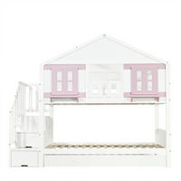 ETAGENBETT Mit Rollbett Weiß/Rosa 90x200 cm - Pink, Holz (90/200cm) - ComfortXL