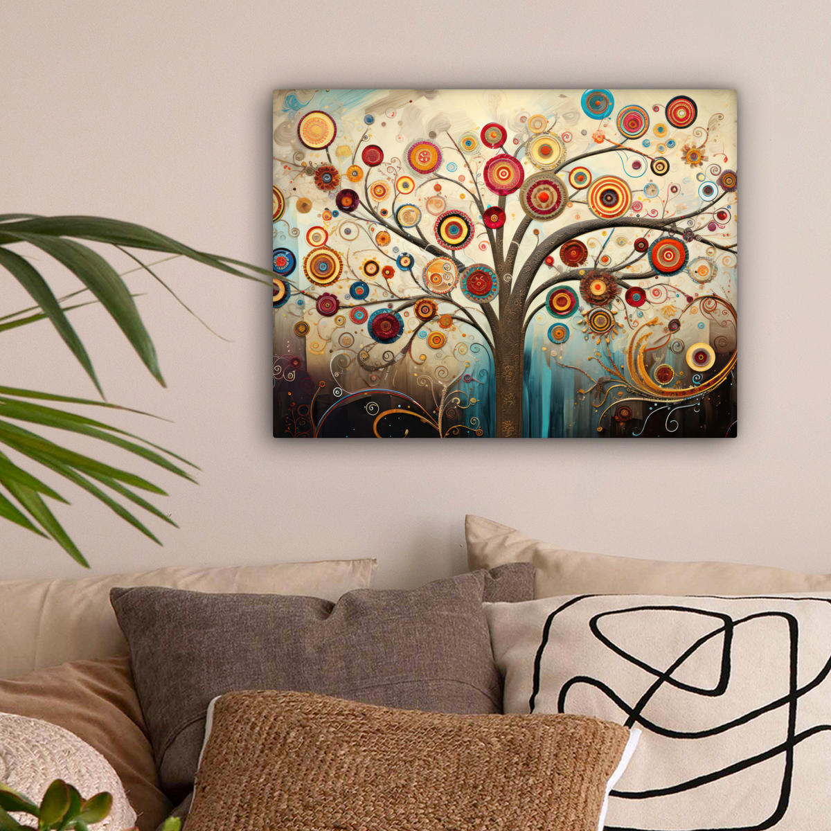 LEINWANDBILD Baum - Baum des Lebens - Farbe Wandbild 40x30 cm - Braun, Textil (40/30cm) - MuchoWow