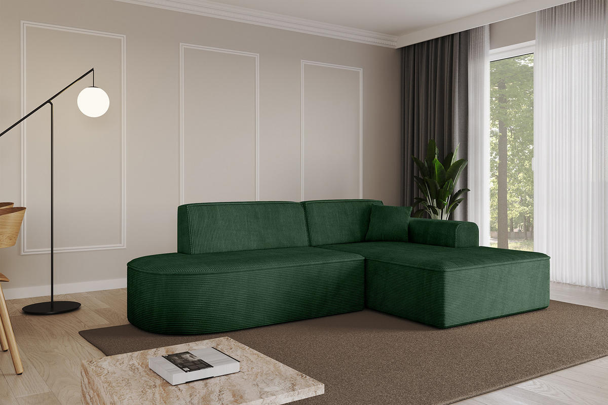 ECKSOFA Ottomane Rechts IREA-L1-v3 - 232x165x77 cm Grün - Currygelb, Holzwerkstoff/Textil (232/165cm) - ALTDECOR
