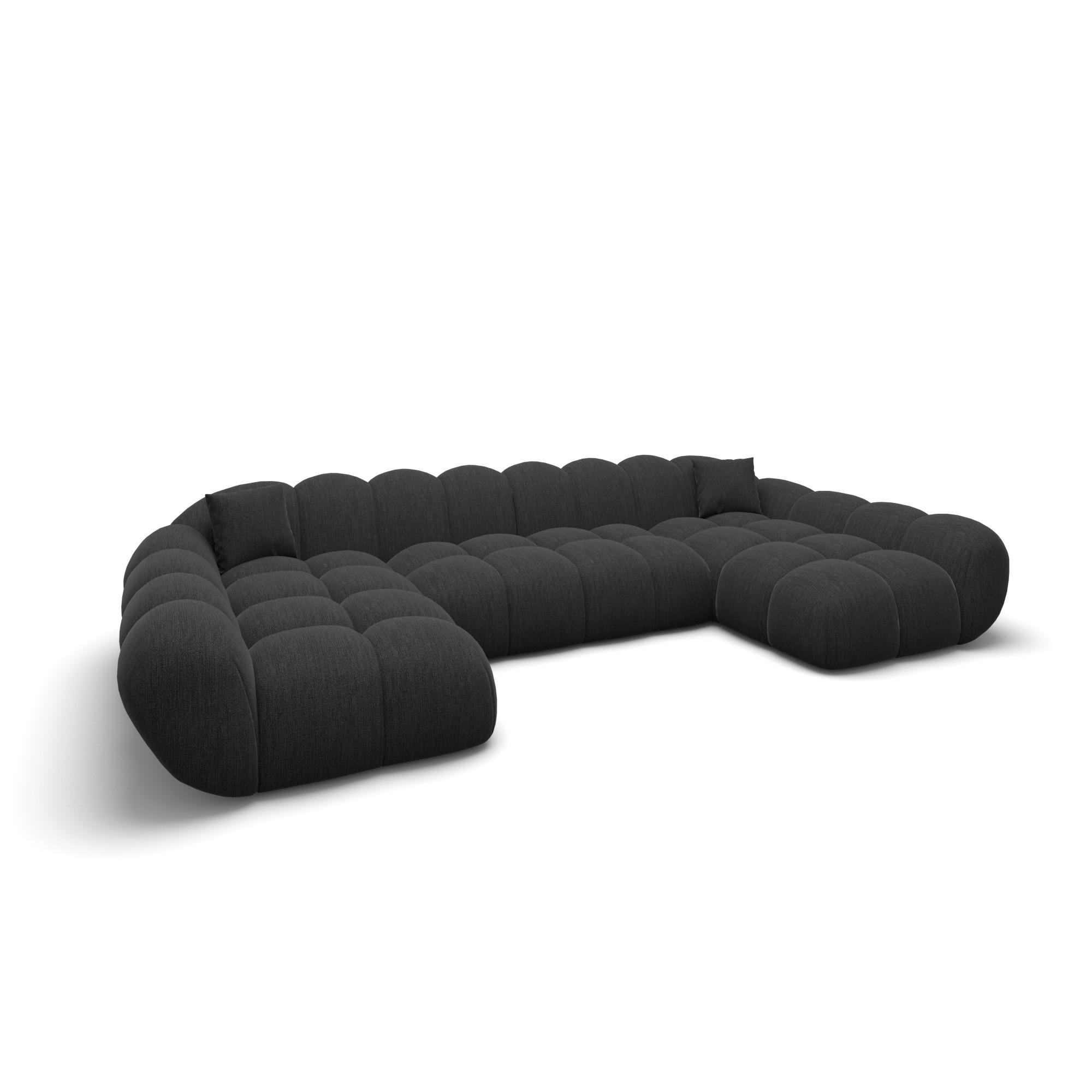 WOHNLANDSCHAFT Liva Schwarz Strukturstoff U-Form XXL Studio - Schwarz, Textil (330/70/160cm) - VAROYAL