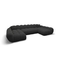 WOHNLANDSCHAFT Liva Schwarz Strukturstoff U-Form XXL Studio - Schwarz, Textil (330/70/160cm) - VAROYAL
