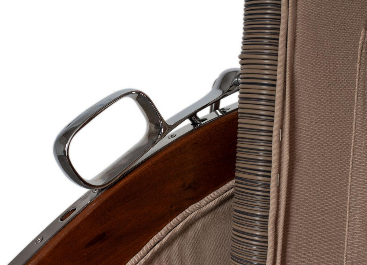 STRANDKORB Komplettset: Ammersee Mahagoni Bullauge - PE grau - Modell 584 - Beige/Rot, Holz/Kunststoff (125/165/80cm) - bene living