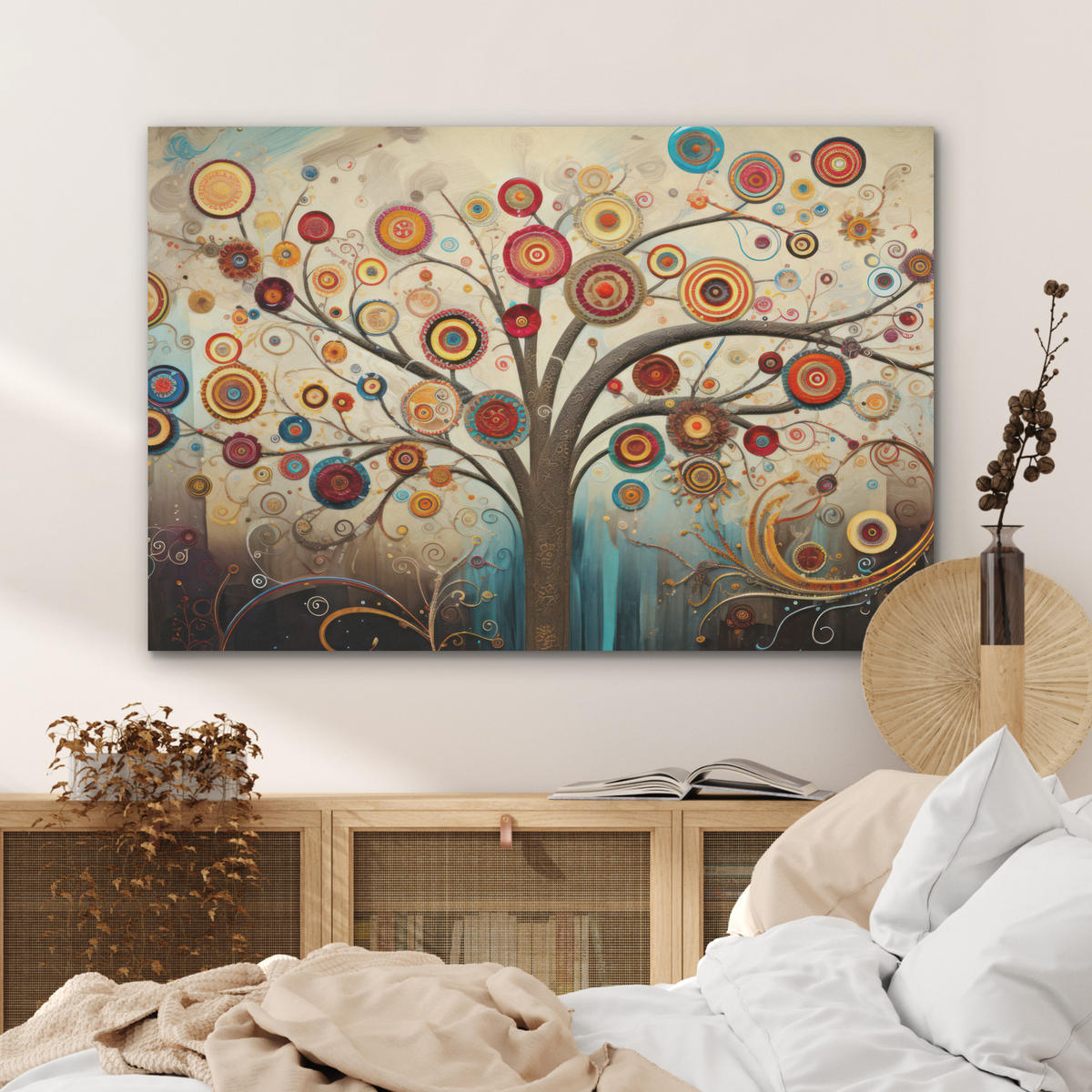 AKUSTIKPANEEL Baum - Baum des Lebens - Farbe 100x70 cm - Braun, Textil (100/0.9/70cm) - MuchoWow