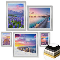 WANDBILDER 5er Set - 50x50 cm & 20x30 cm & 40x60 cm Silberner Rahmen - Winterlandschaft des Pierbergs - Silberfarben, Kunststoff (40/60cm) - ArtPrintCave