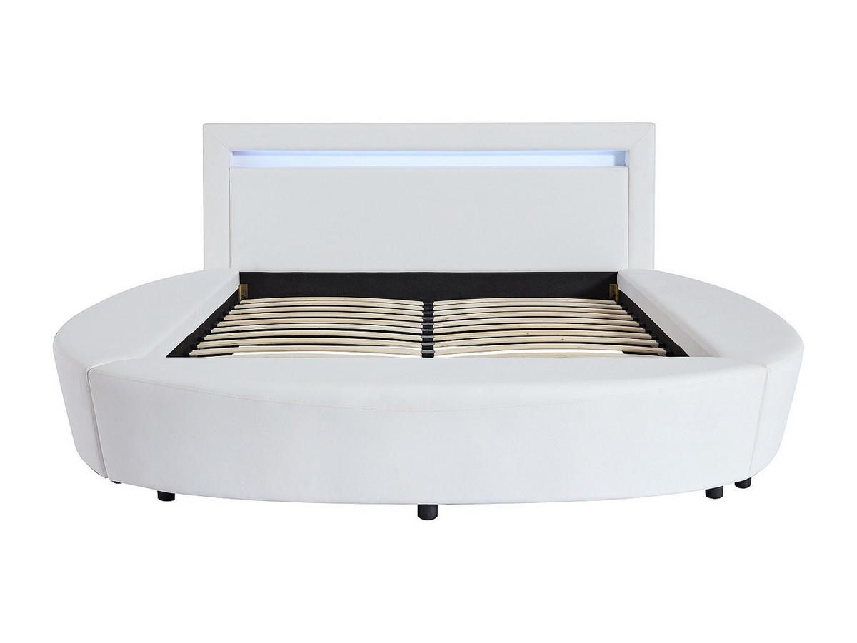 RUNDES Bett - 2 Personen-Sitzer - Kunstleder - Weiß - - Weiß, Leder (259/193cm) - Vente-Unique