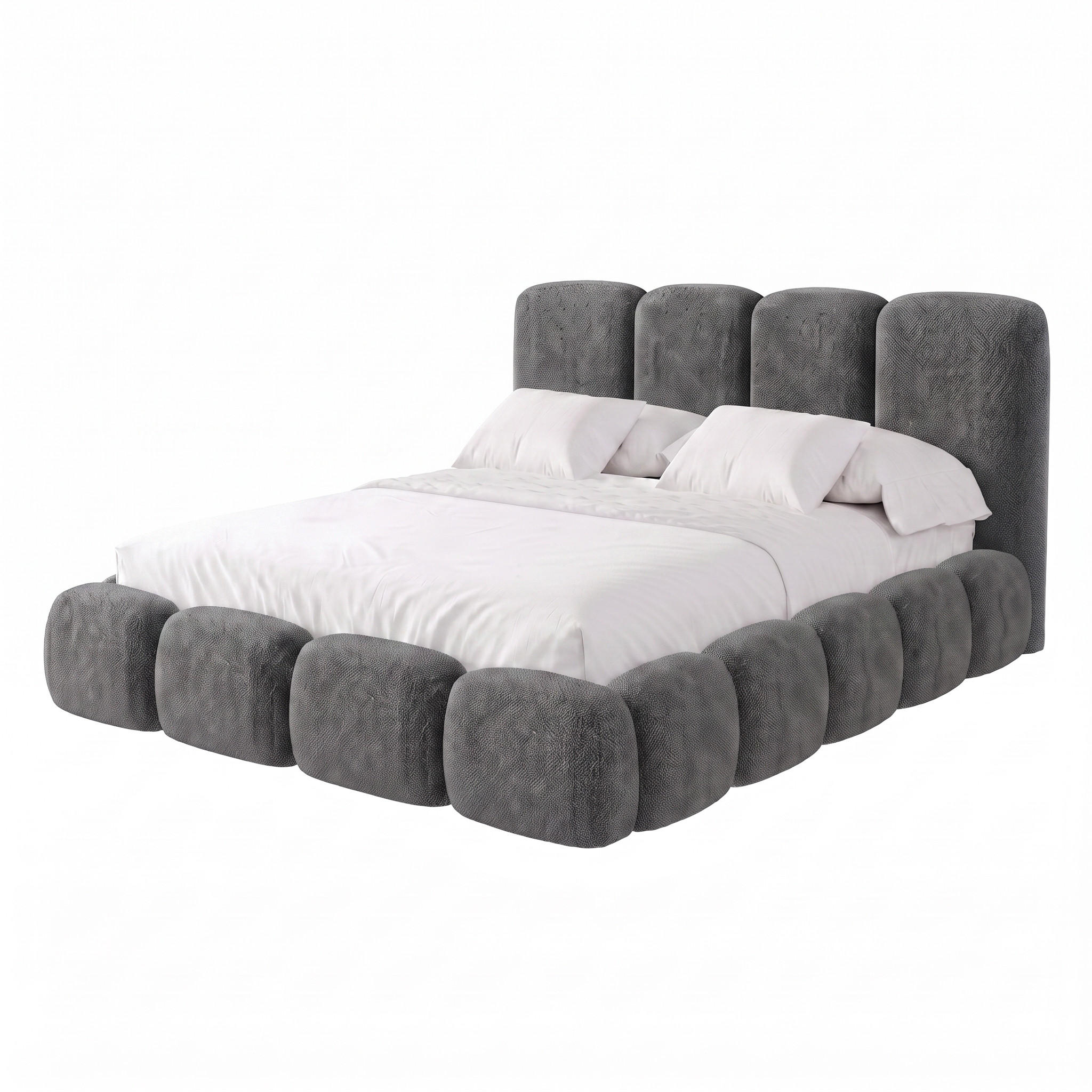POLSTERBETT SUENO MAXI 200x200 cm in Dunkelgrau, gepolstertes Kopfteil, Metalllattenrost, Bettkasten, Chenille-Stoff - Dunkelgrau/Naturfarben, Holz/Textil (200/200cm) - Muffo
