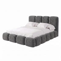 POLSTERBETT SUENO MAXI 200x200 cm in Dunkelgrau, gepolstertes Kopfteil, Metalllattenrost, Bettkasten, Chenille-Stoff - Dunkelgrau/Naturfarben, Holz/Textil (200/200cm) - Muffo