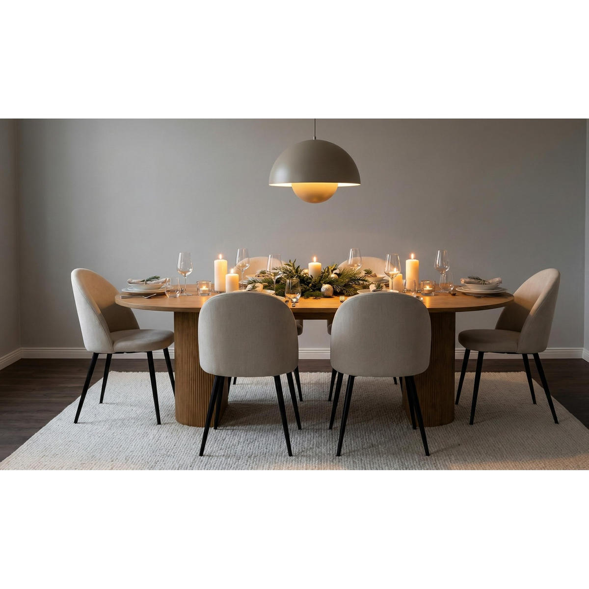 ESSGRUPPE 7-TLG. Kyoto Naturfarben - Creme/Naturfarben, Holzwerkstoff/Textil (210/75/100cm) - ebuy24